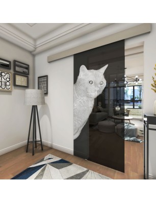 Glasschiebetür ECO-LINE Cats Gelasert Auf Grauglas