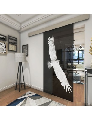 Glasschiebetür ECO-LINE Adler Gelasert Auf Grauglas