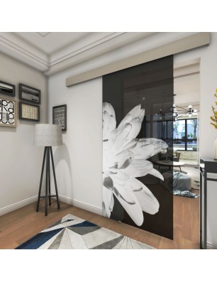 Glasschiebetür ECO-LINE Blume 2 Gelasert Auf Grauglas