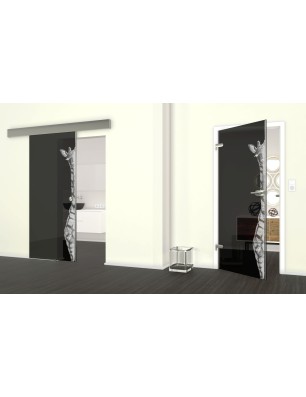 Glasschiebetür ECO-LINE Giraffe Gelasert Auf Grauglas