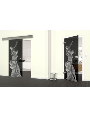 Glasschiebetür ECO-LINE Michelangelo Gelasert Auf Grauglas