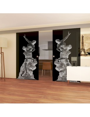 Glasschiebetür ECO-LINE Michelangelo Gelasert Auf Grauglas