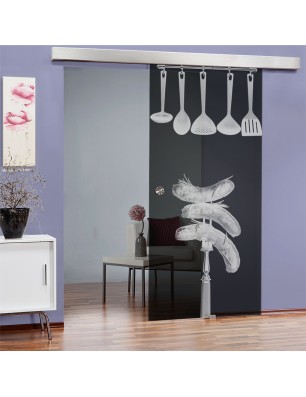Glasschiebetür ECO-LINE Kitchen Gelasert Auf Grauglas