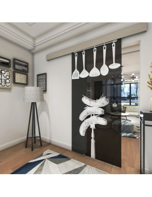 Glasschiebetür ECO-LINE Kitchen Gelasert Auf Grauglas