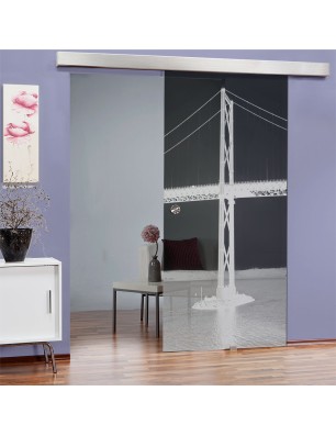 Glasschiebetür ECO-LINE Golden Gate Gelasert Auf Grauglas