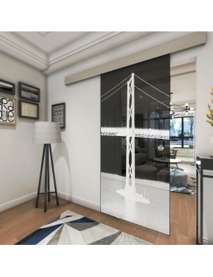 Glasschiebetür ECO-LINE Golden Gate Gelasert Auf Grauglas