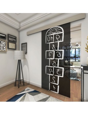 Glasschiebetür ECO-LINE Hopscotch Gelasert Auf Grauglas