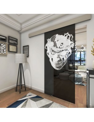 Glasschiebetür ECO-LINE Skull 4 Gelasert Auf Grauglas