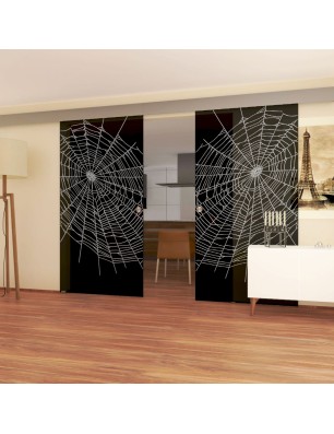 Glasschiebetür ECO-LINE Netz Gelasert Auf Grauglas