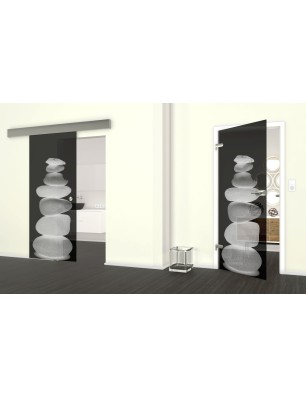Glasschiebetür ECO-LINE Wellness 2 Gelasert Auf Grauglas