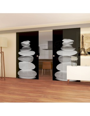 Glasschiebetür ECO-LINE Wellness 2 Gelasert Auf Grauglas
