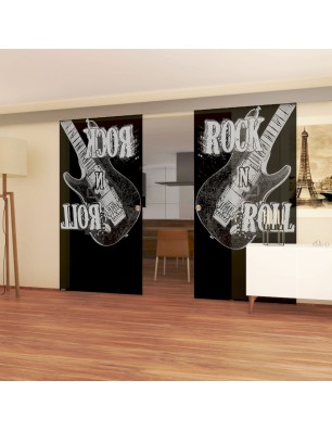 Glasschiebetür ECO-LINE Guitar Gelasert Auf Grauglas