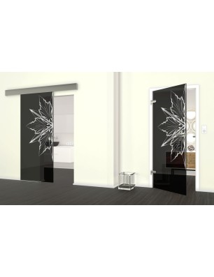 Glasschiebetür ECO-LINE Eis Gelasert Auf Grauglas