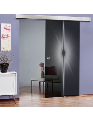 Glasschiebetür ECO-LINE Blend Gelasert Auf Grauglas