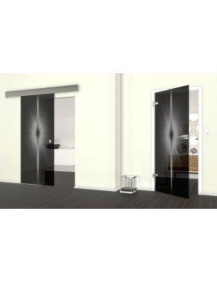 Glasschiebetür ECO-LINE Blend Gelasert Auf Grauglas