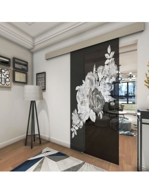 Glasschiebetür ECO-LINE Rose Gelasert Auf Grauglas