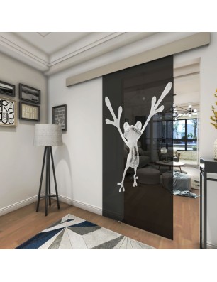 Glasschiebetür ECO-LINE Crazy Frog Gelasert Auf Grauglas