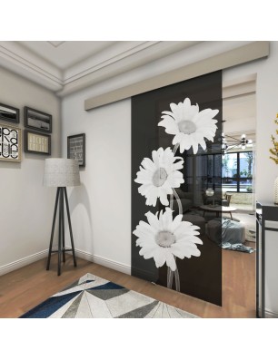 Glasschiebetür ECO-LINE Kamille Gelasert Auf Grauglas