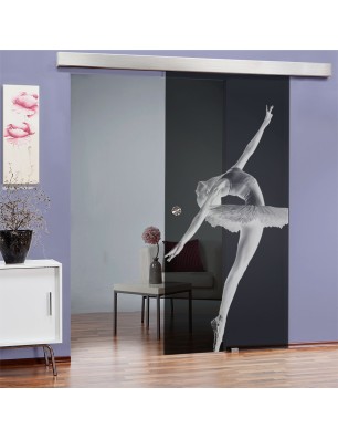 Glasschiebetür ECO-LINE Balerina Gelasert Auf Grauglas
