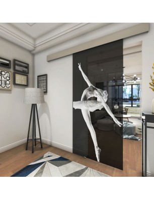 Glasschiebetür ECO-LINE Balerina Gelasert Auf Grauglas