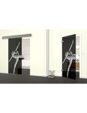 Glasschiebetür ECO-LINE Balerina Gelasert Auf Grauglas