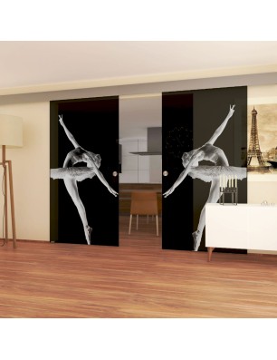 Glasschiebetür ECO-LINE Balerina Gelasert Auf Grauglas