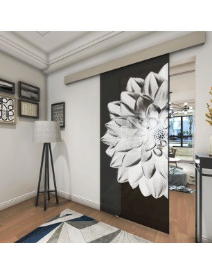 Glasschiebetür ECO-LINE Blume 4 Gelasert Auf Grauglas