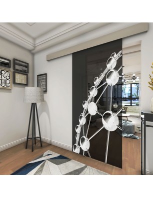 Glasschiebetür ECO-LINE Network Gelasert Auf Grauglas