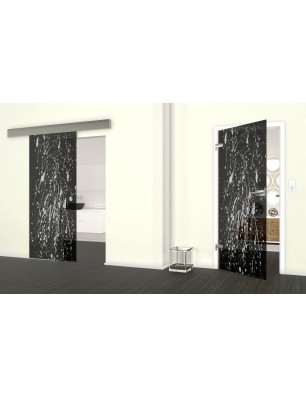 Glasschiebetür ECO-LINE Abstrakt Gelasert Auf Grauglas