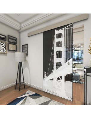 Glasschiebetür ECO-LINE San Fransisco Gelasert Auf Grauglas