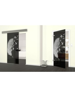 Glasschiebetür ECO-LINE Phönix I Gelasert Auf Grauglas