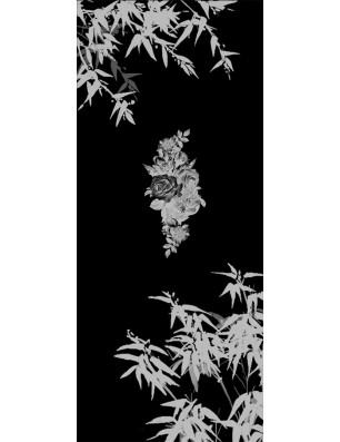 Glasschiebetür ECO-LINE Floral Schwert Gelasert Auf Grauglas