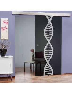 Glasschiebetür ECO-LINE "DNA" Gelasert Auf Grauglas