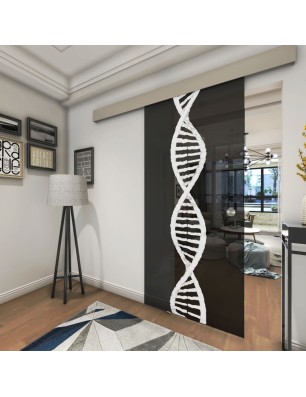 Glasschiebetür ECO-LINE "DNA" Gelasert Auf Grauglas