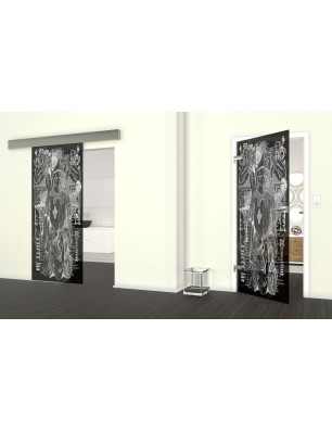 Glasschiebetür ECO-LINE Ritter Gelasert Auf Grauglas