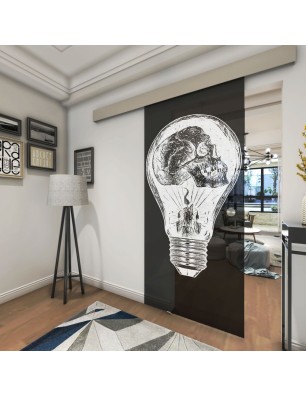 Glasschiebetür ECO-LINE Skull Gelasert Auf Grauglas