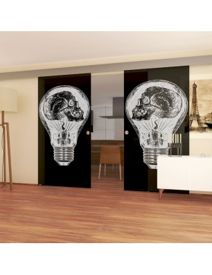Glasschiebetür ECO-LINE Skull Gelasert Auf Grauglas