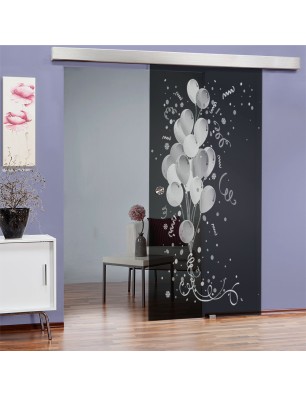 Glasschiebetür ECO-LINE Balong Gelasert Auf Grauglas