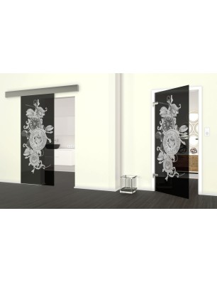 Glasschiebetür ECO-LINE Time Gelasert Auf Grauglas