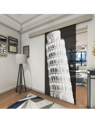 Glasschiebetür ECO-LINE Pisa Gelasert Auf Grauglas