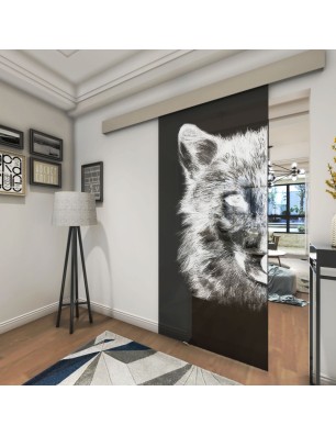 Glasschiebetür ECO-LINE Wolf 4 Gelasert Auf Grauglas