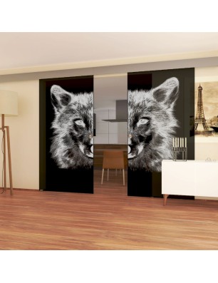 Glasschiebetür ECO-LINE Wolf 4 Gelasert Auf Grauglas