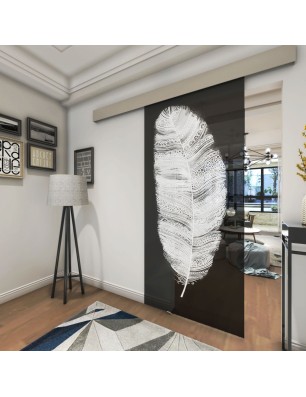 Glasschiebetür ECO-LINE Feder Gelasert Auf Grauglas