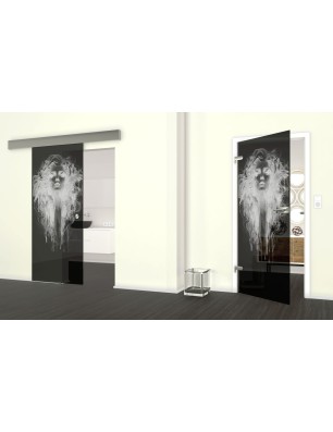 Glasschiebetür ECO-LINE Silhuette III Gelasert Auf Grauglas
