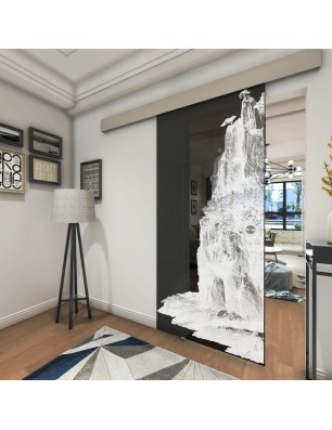 Glasschiebetür ECO-LINE Landscape Gelasert Auf Grauglas
