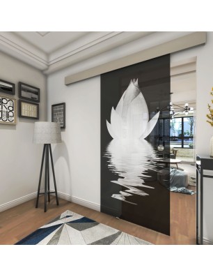 Glasschiebetür ECO-LINE Lotus Gelasert Auf Grauglas