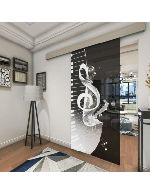 Glasschiebetür ECO-LINE Piano Gelasert Auf Grauglas
