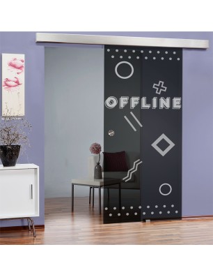 Glasschiebetür ECO-LINE Gamer Gelasert Auf Grauglas