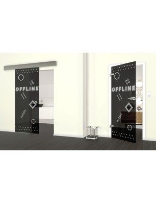 Glasschiebetür ECO-LINE Gamer Gelasert Auf Grauglas