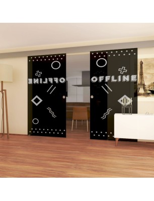 Glasschiebetür ECO-LINE Gamer Gelasert Auf Grauglas